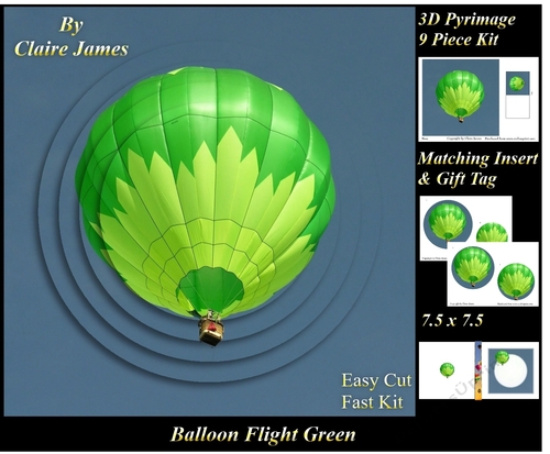 Hot Air Balloons - Balloon Flight Green - Pyrimage/Pyramid + Insert & Tag