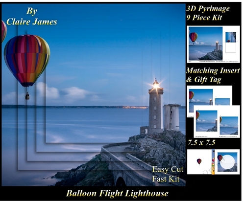 Hot Air Balloons - Balloon Flight Lighthouse - Pyrimage/Pyramid + Insert & Tag