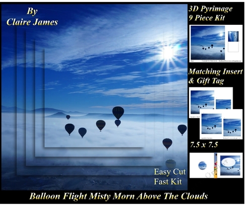 Hot Air Balloons - Balloon Flight Above the Clouds - Pyrimage/Pyramid + Insert & Tag