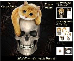 All Hallows Eve - The Day Of The Dead 41 - Special 3D Decoupage + Insert & Tag