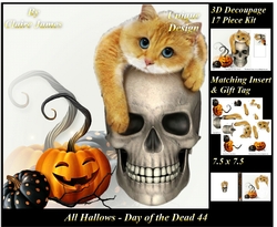 All Hallows Eve - The Day Of The Dead 44 - Special 3D Decoupage + Insert & Tag