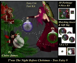 Twas The Night Before Christmas - Tree Fairy 9 - 3D Pyramid/pyramid + Matching Insert & Tag 