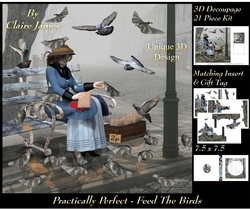 Fairy Tales - Practically Perfect - Feed The Birds - Special 3D Decoupage + Insert & Tag