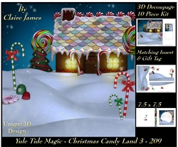 Yule Tide Magic 209 - Christmas Candy Land 3 - 3D Decoupage + Insert & Tag