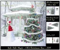 Yule Tide Magic 235 - Oh Christmas Tree - 3D Decoupage + Insert & Tag
