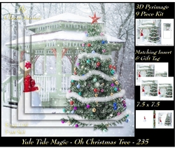 Yule Tide Magic 235 - Oh Christmas Tree - 3D Pyramid/pyrimage + Insert & Gift Tag