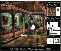 Yule Tide Magic 248 - Happy Holidays - 3D Decoupage + Insert & Tag