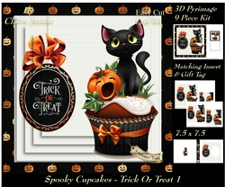 Spooky Cupcakes - Trick or Treat 1 - 3D Pyramid/pyrimage + Insert & Gift Tag