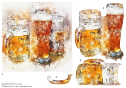 One Sheet Wonders - Water Colour Magic - Beer - Easy Cut - 3D Decoupage