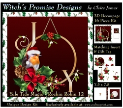 Yule Tide Magic - Rockin Robin 12 - 3D Decoupage kit + Insert & Gift Tag