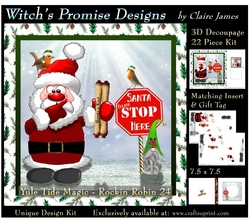 Yule Tide Magic - Rockin Robin 24 - 3D Decoupage kit + Insert & Gift Tag