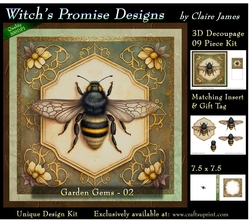 Garden Gems 2 Bee - 3D Decoupage kit + Insert & Gift Tag