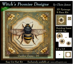 Garden Gems 2 Bee - 3D Pyramid kit + Insert & Gift Tag