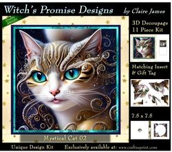 Fantasy Cat 02 (Light) - 3D Decoupage kit + Insert & Gift Tag