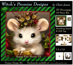 Happy Kris Mouse 02 - 3D Decoupage kit + Insert & Gift Tag