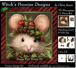 Happy Kris Mouse 06 - 3D Decoupage kit + Insert & Gift Tag