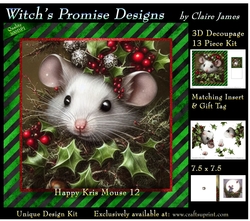 Happy Kris Mouse 12 - 3D Decoupage kit + Insert & Gift Tag
