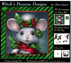 Happy Kris Mouse 14 - 3D Decoupage kit + Insert & Gift Tag