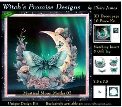 Mystical Moon Moths 3 - 3D Decoupage kit + Insert & Gift Tag