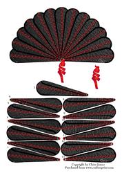 Fan Black Leather Red Corset Laced Goth Steampunk+ Decoupage