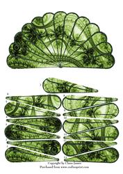 Fan Unusual Green & Black Lace Goth Vintage + Decoupage