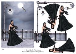Promenade Ii Gothic Sea Breeze Lady in Black + Decoupage