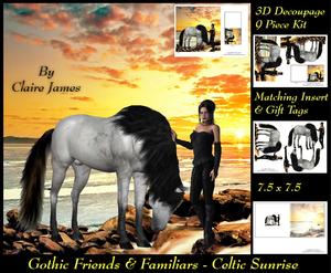 Gothic Friends & Familiars Celtic Sunset Kit for 8 x 8 +tags