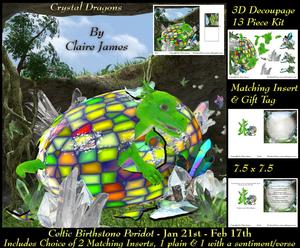 Celtic Birthstone Baby Dragon Jan 21-feb 17 Insert X2 + Tag