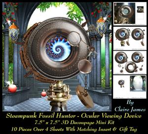 Steampunk Fossil Hunter - Ocular Viewing Device-tag & Insert