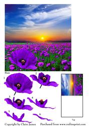 Simply Poppies - Purple Poppy Field Decoupage & Matching Tag