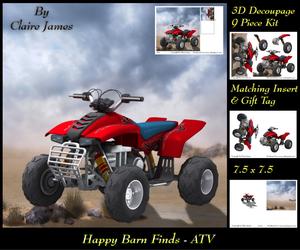Happy Barn Finds - Atv Quad Fun 3D Decoupage, Tag & Insert