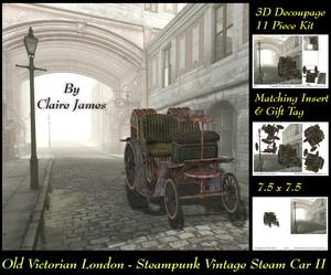 Old London - 3D Steampunk Vintage Steam Car 2 Tag & Insert