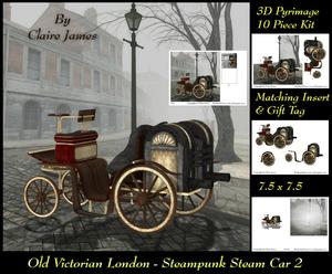 Old London - Steampunk Steam Car 2 Insert & Tag