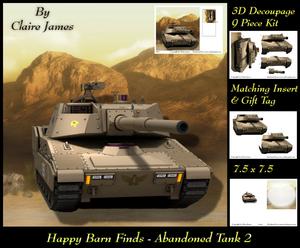 Happy Barn Finds - Abandoned Tank 2 3D Decoupage Insert+tag