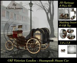 Old London - Steampunk Steam Car Oval Pyrimage Insert & Tag