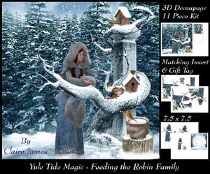 Yule Tide Magic - Feeding the Robin Family + Insert & Tag