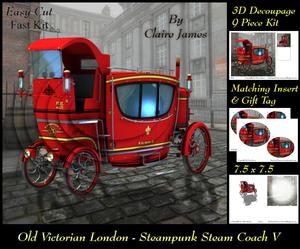 Old London - Steampunk Vintage Steam Coach 5 + Insert & Tag