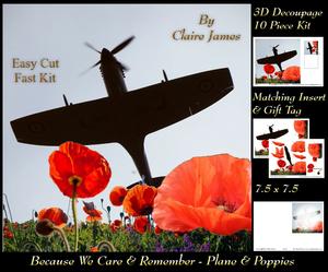 Because We Care & Remember - Plane & Poppies +insert & Tag