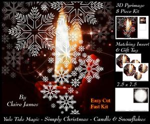 Yule Tide Magic - Christmas Candle & Snowflakes +insert+tag