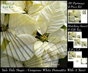 Yule Tide Magic-gorgeous White Poinsettia Pyrimid with Twist