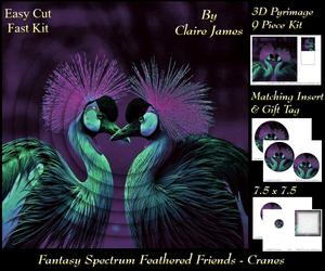 Fantasy Spectrum - Birds - Beautiful Cranes Heart + Tag +