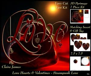 Love Hearts & Valentines - Hearts 86a Steampunk + Tag +
