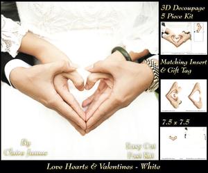 Love Hearts & Valentines - Hearts 5 White + Insert & Tag