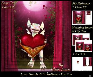 Love Hearts & Valentines - Heart for You 53 + Insert & Tag
