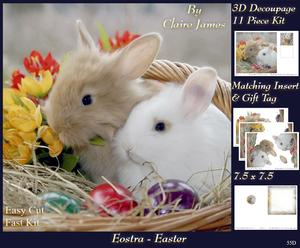 Spring Time - Eostra Easter - Cute Bunnies in a Basket +tag+