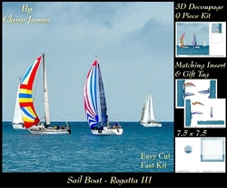 Boats - Sailing - Regatta 3 - 3D Decoupage + Insert & Tag