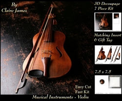 Musical Instruments - Violin - 3D Decoupage + Insert & Tag