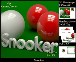 Sport - Snooker - 3D Decoupage + Insert & Tag