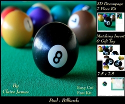 Sport - Pool - 3D Decoupage + Insert & Tag