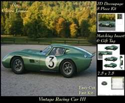 Sport - Vintage Racing Car 3 - 3D Decoupage + Insert & Tag
